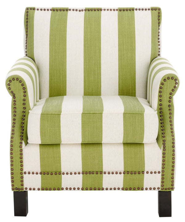 Safavieh Easton Club Chair - Elegant Linen Upholstery With Brass Nailheads For Timeless Comfort And Style Green / White MCR4572C