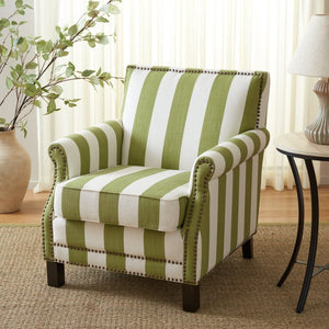 Safavieh Easton Club Chair - Elegant Linen Upholstery With Brass Nailheads For Timeless Comfort And Style Green / White MCR4572C