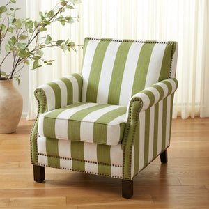 Safavieh Easton Club Chair - Elegant Linen Upholstery With Brass Nailheads For Timeless Comfort And Style Green / White MCR4572C
