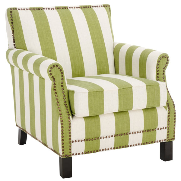 Safavieh Easton Club Chair - Elegant Linen Upholstery With Brass Nailheads For Timeless Comfort And Style Green / White MCR4572C