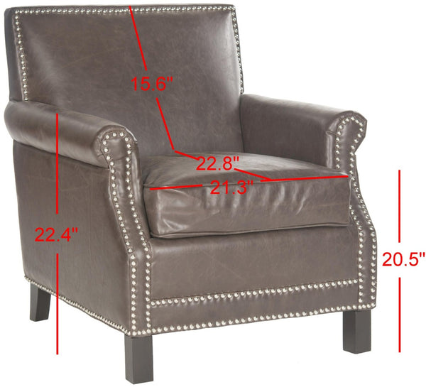Safavieh Easton Club Chair - Elegant Linen Upholstery With Brass Nailheads For Timeless Comfort And Style Antique Brown MCR4572E