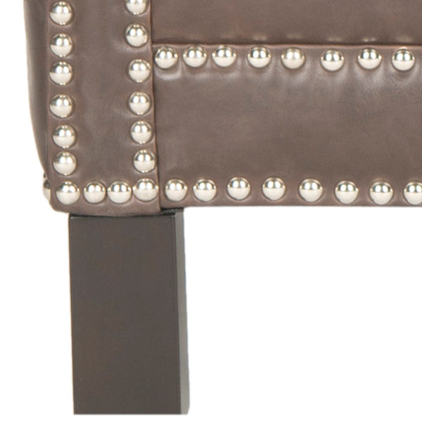 Safavieh Easton Club Chair - Elegant Linen Upholstery With Brass Nailheads For Timeless Comfort And Style Antique Brown MCR4572E