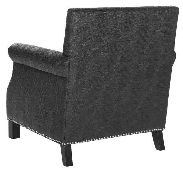 Safavieh Easton Club Chair - Elegant Linen Upholstery With Brass Nailheads For Timeless Comfort And Style Black / Crocodile MCR4572F