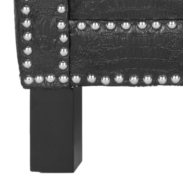 Safavieh Easton Club Chair - Elegant Linen Upholstery With Brass Nailheads For Timeless Comfort And Style Black / Crocodile MCR4572F