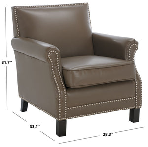 Safavieh Easton Club Chair - Elegant Linen Upholstery With Brass Nailheads For Timeless Comfort And Style Clay MCR4572G