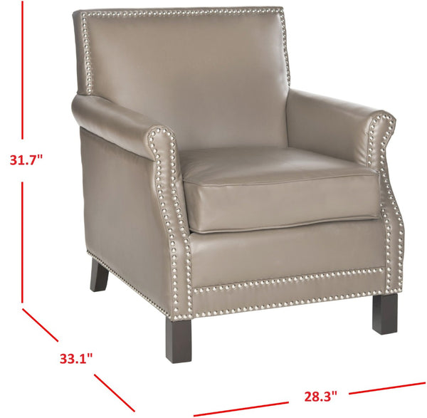Safavieh Easton Club Chair - Elegant Linen Upholstery With Brass Nailheads For Timeless Comfort And Style Clay MCR4572G