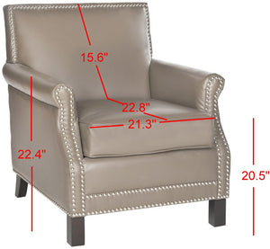 Safavieh Easton Club Chair - Elegant Linen Upholstery With Brass Nailheads For Timeless Comfort And Style Clay MCR4572G