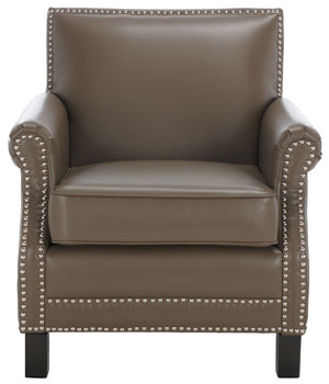 Safavieh Easton Club Chair - Elegant Linen Upholstery With Brass Nailheads For Timeless Comfort And Style Clay MCR4572G