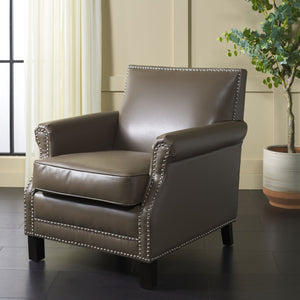 Safavieh Easton Club Chair - Elegant Linen Upholstery With Brass Nailheads For Timeless Comfort And Style Clay MCR4572G