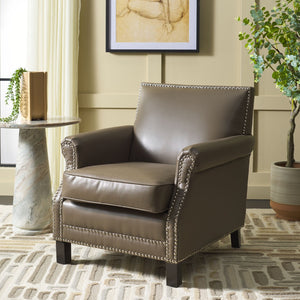 Safavieh Easton Club Chair - Elegant Linen Upholstery With Brass Nailheads For Timeless Comfort And Style Clay MCR4572G
