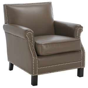Safavieh Easton Club Chair - Elegant Linen Upholstery With Brass Nailheads For Timeless Comfort And Style Clay MCR4572G