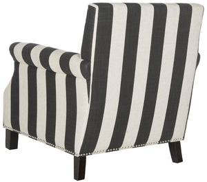 Safavieh Easton Club Chair - Elegant Linen Upholstery With Brass Nailheads For Timeless Comfort And Style Dark Grey / White MCR4572H