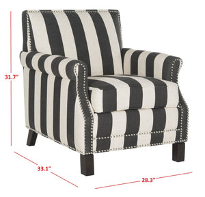Safavieh Easton Club Chair - Elegant Linen Upholstery With Brass Nailheads For Timeless Comfort And Style Dark Grey / White MCR4572H