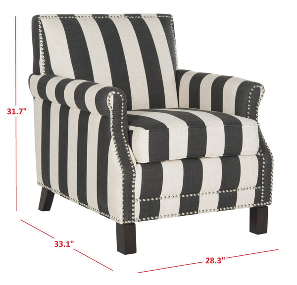 Safavieh Easton Club Chair - Elegant Linen Upholstery With Brass Nailheads For Timeless Comfort And Style Dark Grey / White MCR4572H