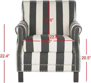 Safavieh Easton Club Chair - Elegant Linen Upholstery With Brass Nailheads For Timeless Comfort And Style Dark Grey / White MCR4572H