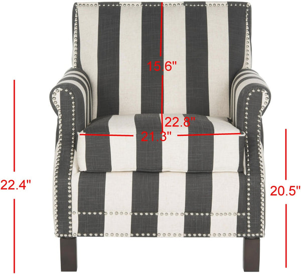 Safavieh Easton Club Chair - Elegant Linen Upholstery With Brass Nailheads For Timeless Comfort And Style Dark Grey / White MCR4572H