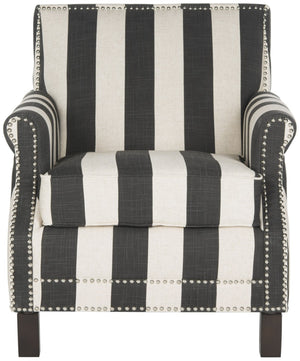 Safavieh Easton Club Chair - Elegant Linen Upholstery With Brass Nailheads For Timeless Comfort And Style Dark Grey / White MCR4572H