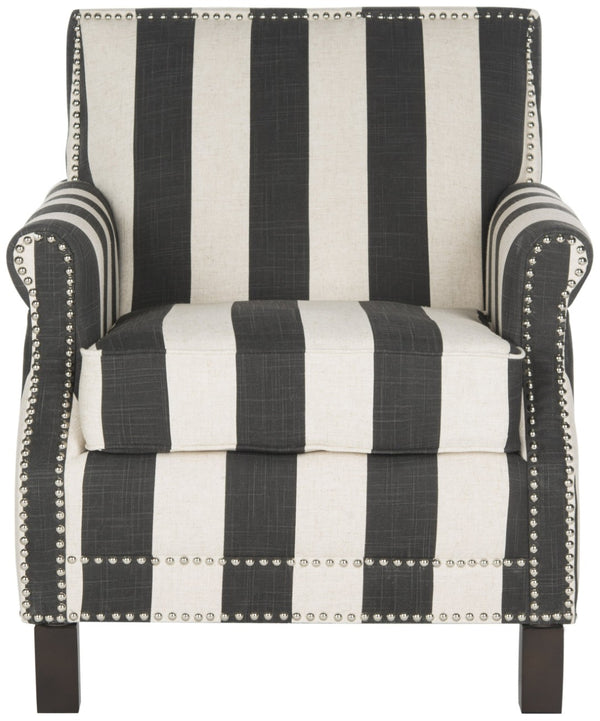 Safavieh Easton Club Chair - Elegant Linen Upholstery With Brass Nailheads For Timeless Comfort And Style Dark Grey / White MCR4572H