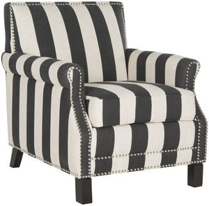 Safavieh Easton Club Chair - Elegant Linen Upholstery With Brass Nailheads For Timeless Comfort And Style Dark Grey / White MCR4572H