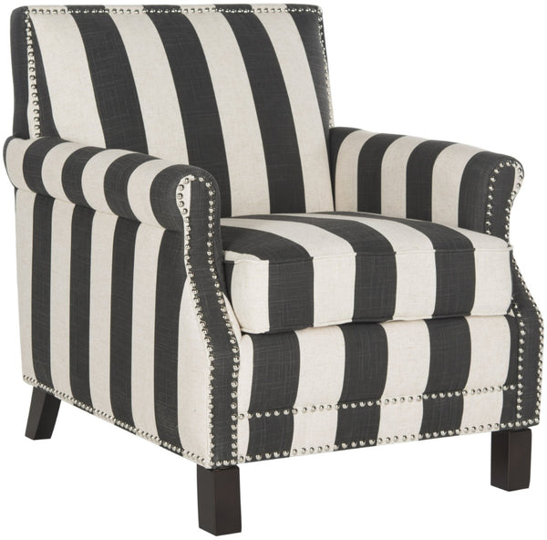 Safavieh Easton Club Chair - Elegant Linen Upholstery With Brass Nailheads For Timeless Comfort And Style Dark Grey / White MCR4572H