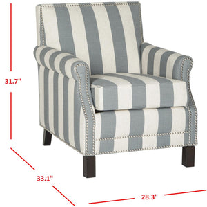 Safavieh Easton Club Chair - Elegant Linen Upholstery With Brass Nailheads For Timeless Comfort And Style Grey / White MCR4572J