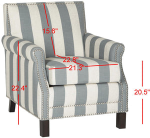 Safavieh Easton Club Chair - Elegant Linen Upholstery With Brass Nailheads For Timeless Comfort And Style Grey / White MCR4572J