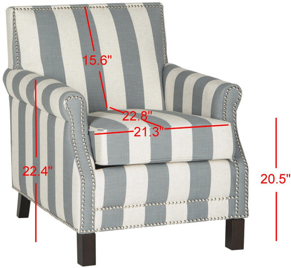 Safavieh Easton Club Chair - Elegant Linen Upholstery With Brass Nailheads For Timeless Comfort And Style Grey / White MCR4572J