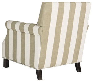 Safavieh Easton Club Chair - Elegant Linen Upholstery With Brass Nailheads For Timeless Comfort And Style Olive / White MCR4572K