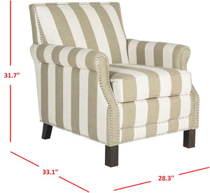 Safavieh Easton Club Chair - Elegant Linen Upholstery With Brass Nailheads For Timeless Comfort And Style Olive / White MCR4572K