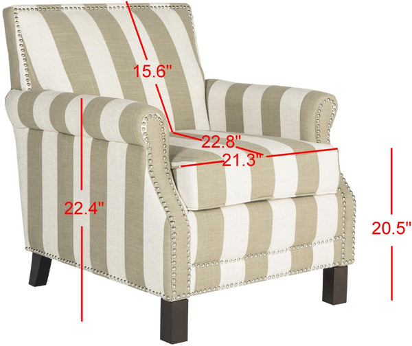 Safavieh Easton Club Chair - Elegant Linen Upholstery With Brass Nailheads For Timeless Comfort And Style Olive / White MCR4572K