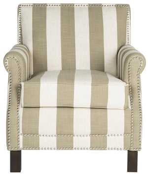 Safavieh Easton Club Chair - Elegant Linen Upholstery With Brass Nailheads For Timeless Comfort And Style Olive / White MCR4572K
