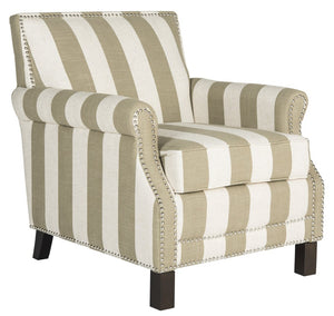 Safavieh Easton Club Chair - Elegant Linen Upholstery With Brass Nailheads For Timeless Comfort And Style Olive / White MCR4572K
