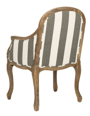 Safavieh Esther Arm Chair - Timeless French Elegance With Striped Upholstery & Black Nail Head Trim Accent MCR4575B