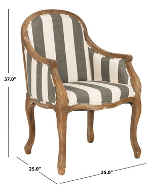 Safavieh Esther Arm Chair - Timeless French Elegance With Striped Upholstery & Black Nail Head Trim Accent MCR4575B