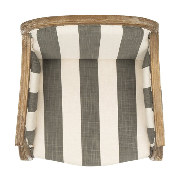 Safavieh Esther Arm Chair - Timeless French Elegance With Striped Upholstery & Black Nail Head Trim Accent MCR4575B
