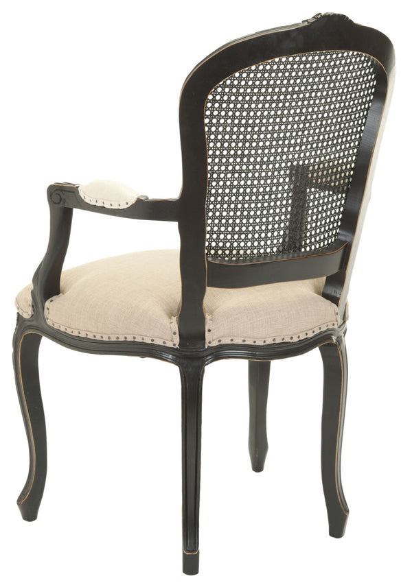 Safavieh Mckenna Arm Chair - Timeless French Elegance With Curvy Camelback & Cane Backrest For Any Space MCR4576C