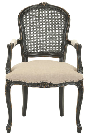 Safavieh Mckenna Arm Chair - Timeless French Elegance With Curvy Camelback & Cane Backrest For Any Space MCR4576C