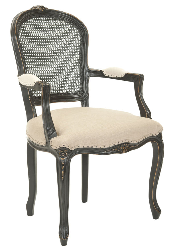 Safavieh Mckenna Arm Chair - Timeless French Elegance With Curvy Camelback & Cane Backrest For Any Space MCR4576C