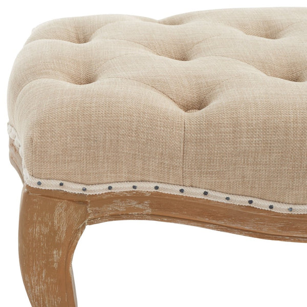 Safavieh Ramsey Country French Bench With Pickled Oak Finish & Wheat-Beige Linen, Stylish Accent Seating MCR4577A