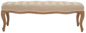 Safavieh Ramsey Country French Bench With Pickled Oak Finish & Wheat-Beige Linen, Stylish Accent Seating MCR4577A