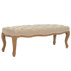 Safavieh Ramsey Country French Bench With Pickled Oak Finish & Wheat-Beige Linen, Stylish Accent Seating MCR4577A