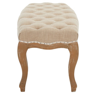 Safavieh Ramsey Country French Bench With Pickled Oak Finish & Wheat-Beige Linen, Stylish Accent Seating MCR4577A