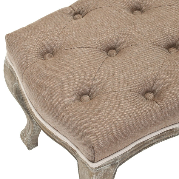 Safavieh Ramsey Bench - Timeless Country French Elegance With Solid Oak Frame And Comfortable Upholstered Seat Brown MCR4577B