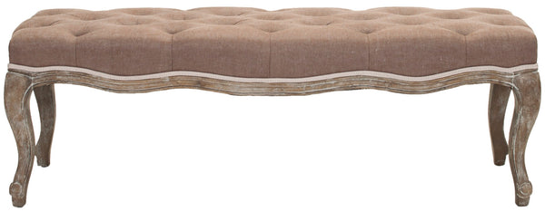 Safavieh Ramsey Bench - Timeless Country French Elegance With Solid Oak Frame And Comfortable Upholstered Seat Brown MCR4577B