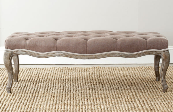Safavieh Ramsey Bench - Timeless Country French Elegance With Solid Oak Frame And Comfortable Upholstered Seat Brown MCR4577B