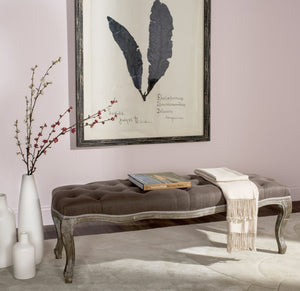 Safavieh Ramsey Bench - Timeless Country French Elegance With Solid Oak Frame And Comfortable Upholstered Seat Brown MCR4577B