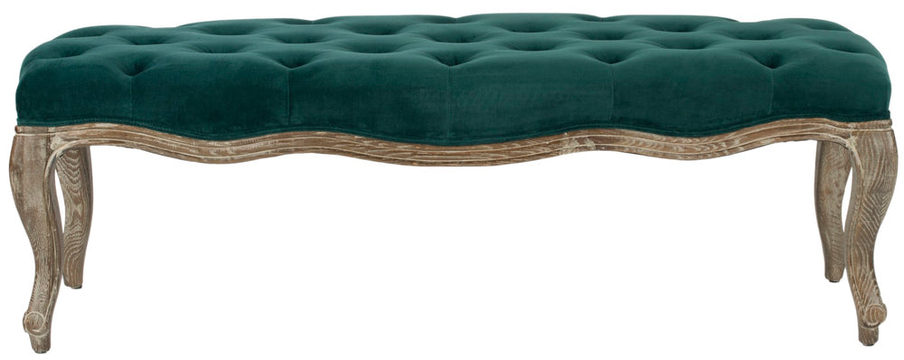 Safavieh Ramsey Bench - Timeless Country French Elegance With Solid Oak Frame And Comfortable Upholstered Seat Marine MCR4577C