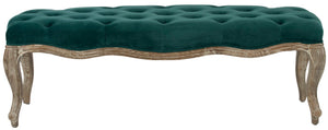 Safavieh Ramsey Bench - Timeless Country French Elegance With Solid Oak Frame And Comfortable Upholstered Seat Marine MCR4577C