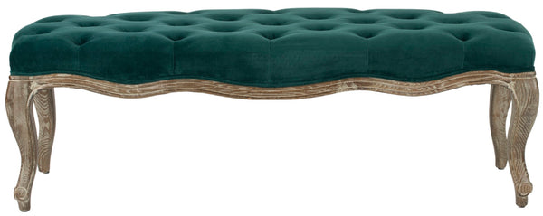 Safavieh Ramsey Bench - Timeless Country French Elegance With Solid Oak Frame And Comfortable Upholstered Seat Marine MCR4577C