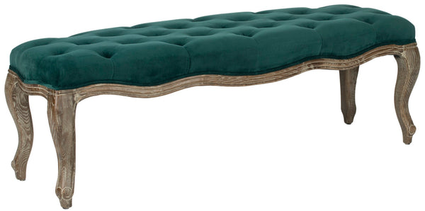 Safavieh Ramsey Bench - Timeless Country French Elegance With Solid Oak Frame And Comfortable Upholstered Seat Marine MCR4577C